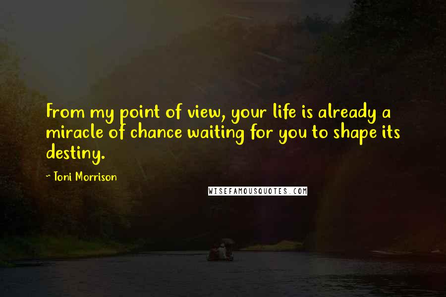 Toni Morrison Quotes: From my point of view, your life is already a miracle of chance waiting for you to shape its destiny.