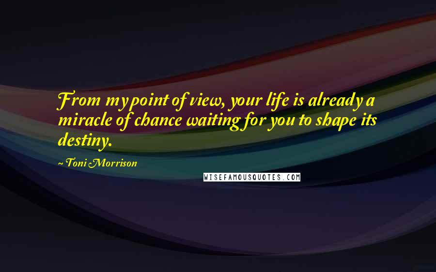 Toni Morrison Quotes: From my point of view, your life is already a miracle of chance waiting for you to shape its destiny.