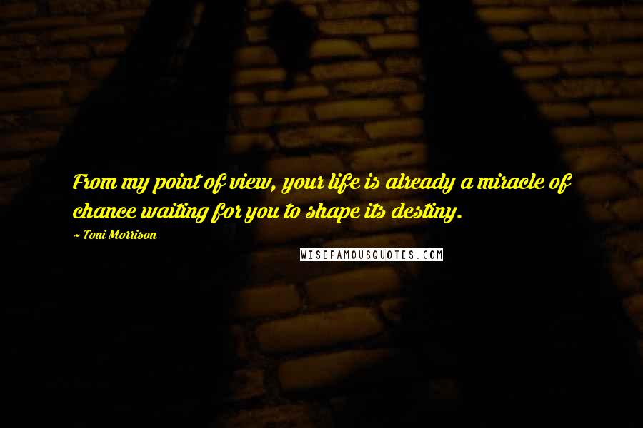 Toni Morrison Quotes: From my point of view, your life is already a miracle of chance waiting for you to shape its destiny.