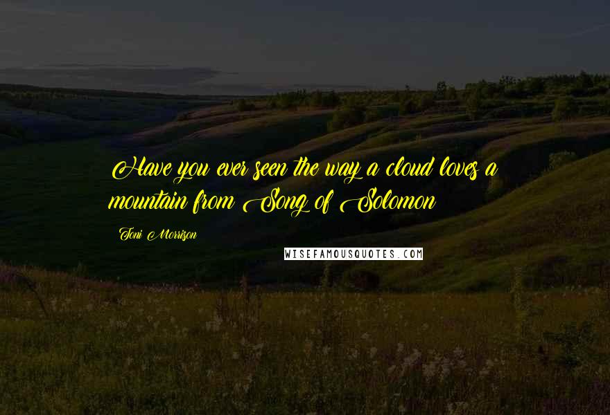 Toni Morrison Quotes: Have you ever seen the way a cloud loves a mountain?from Song of Solomon