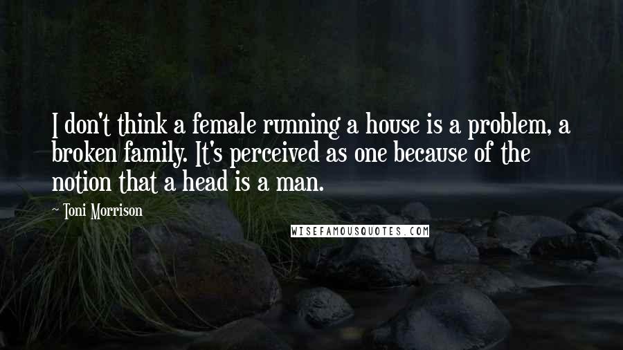 Toni Morrison Quotes: I don't think a female running a house is a problem, a broken family. It's perceived as one because of the notion that a head is a man.