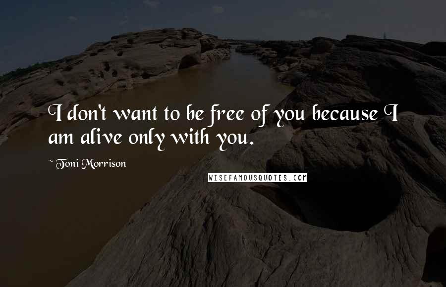 Toni Morrison Quotes: I don't want to be free of you because I am alive only with you.