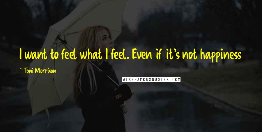 Toni Morrison Quotes: I want to feel what I feel. Even if it's not happiness