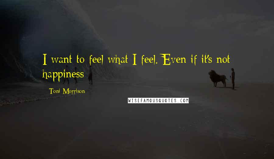 Toni Morrison Quotes: I want to feel what I feel. Even if it's not happiness
