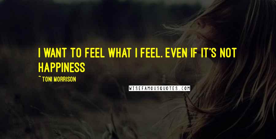 Toni Morrison Quotes: I want to feel what I feel. Even if it's not happiness