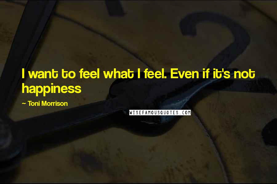 Toni Morrison Quotes: I want to feel what I feel. Even if it's not happiness