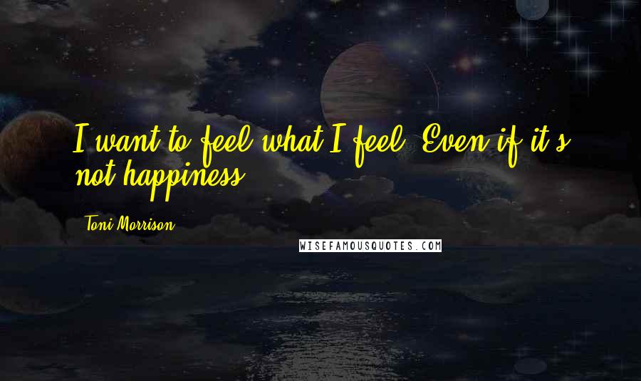 Toni Morrison Quotes: I want to feel what I feel. Even if it's not happiness