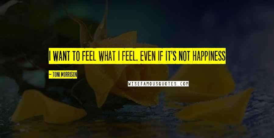 Toni Morrison Quotes: I want to feel what I feel. Even if it's not happiness