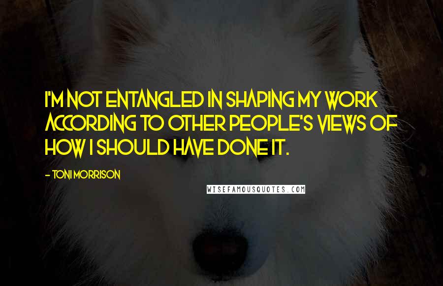 Toni Morrison Quotes: I'm not entangled in shaping my work according to other people's views of how I should have done it.