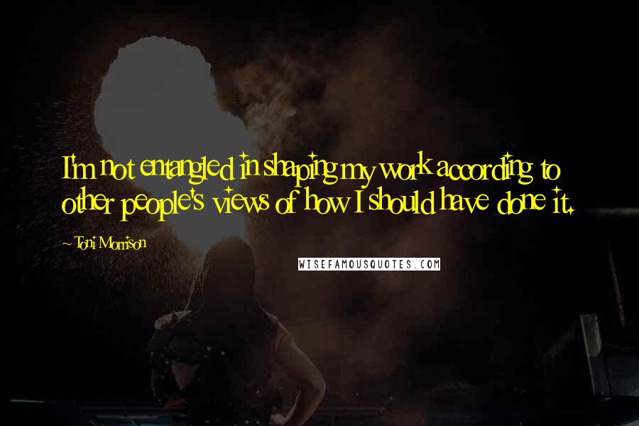 Toni Morrison Quotes: I'm not entangled in shaping my work according to other people's views of how I should have done it.