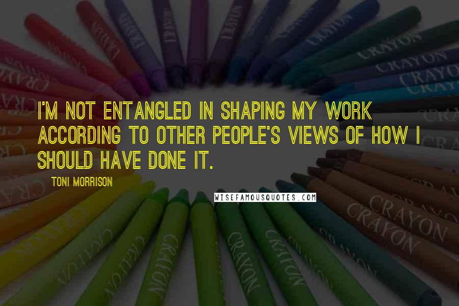 Toni Morrison Quotes: I'm not entangled in shaping my work according to other people's views of how I should have done it.
