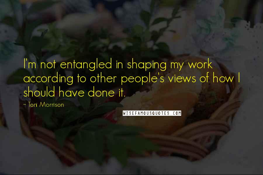 Toni Morrison Quotes: I'm not entangled in shaping my work according to other people's views of how I should have done it.