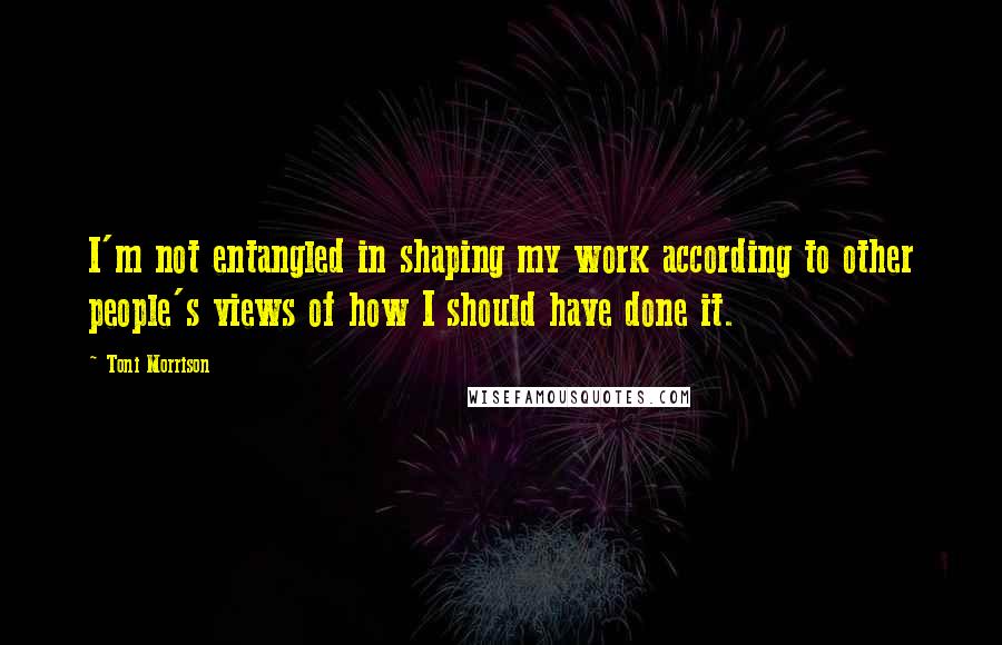 Toni Morrison Quotes: I'm not entangled in shaping my work according to other people's views of how I should have done it.