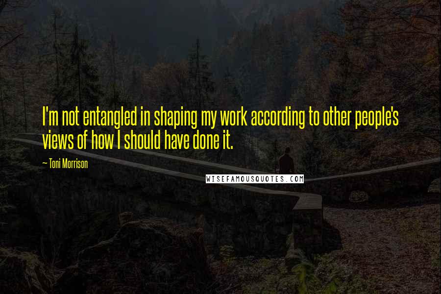 Toni Morrison Quotes: I'm not entangled in shaping my work according to other people's views of how I should have done it.