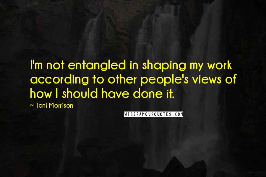 Toni Morrison Quotes: I'm not entangled in shaping my work according to other people's views of how I should have done it.