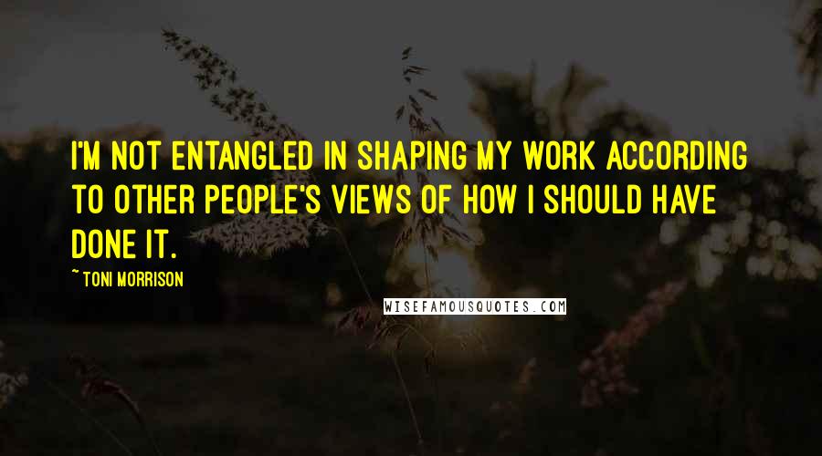 Toni Morrison Quotes: I'm not entangled in shaping my work according to other people's views of how I should have done it.