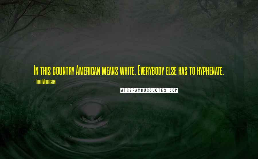 Toni Morrison Quotes: In this country American means white. Everybody else has to hyphenate.