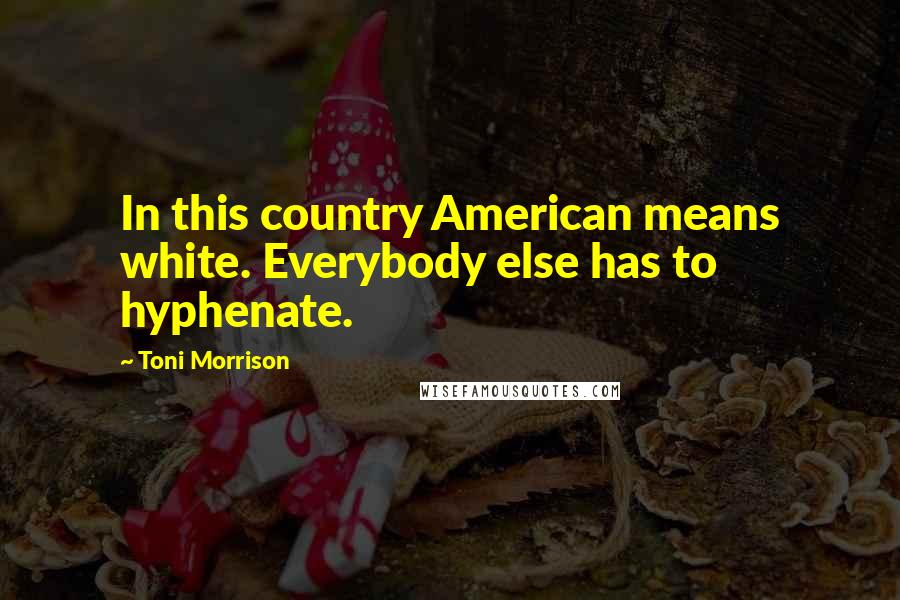 Toni Morrison Quotes: In this country American means white. Everybody else has to hyphenate.