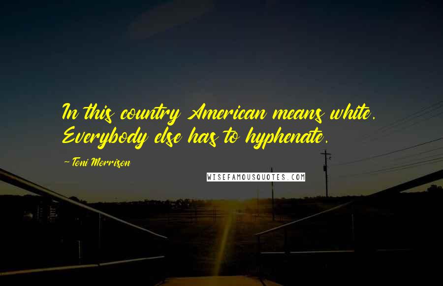 Toni Morrison Quotes: In this country American means white. Everybody else has to hyphenate.