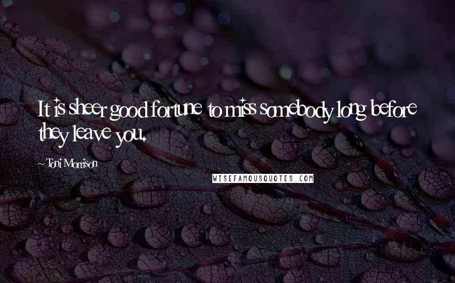 Toni Morrison Quotes: It is sheer good fortune to miss somebody long before they leave you.