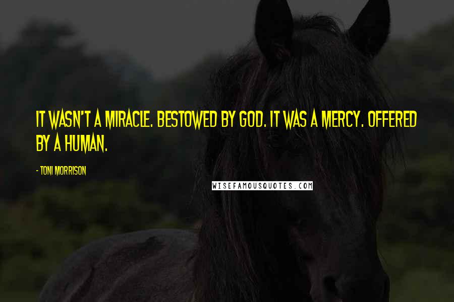 Toni Morrison Quotes: It wasn't a miracle. Bestowed by God. It was a mercy. Offered by a human.