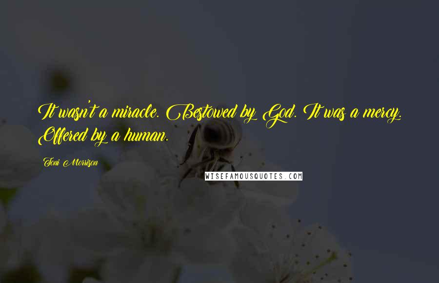 Toni Morrison Quotes: It wasn't a miracle. Bestowed by God. It was a mercy. Offered by a human.