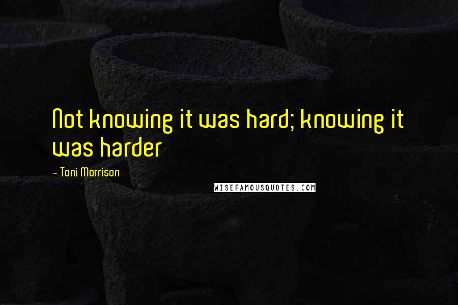 Toni Morrison Quotes: Not knowing it was hard; knowing it was harder