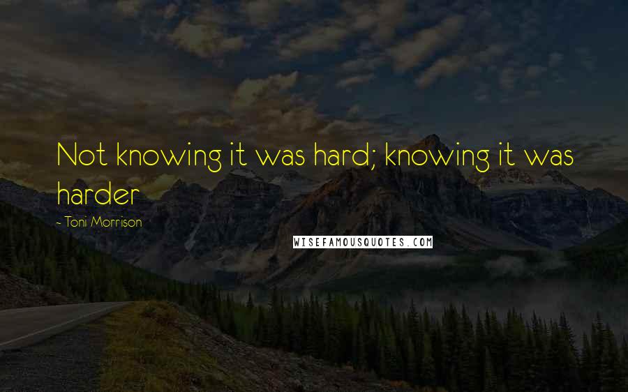 Toni Morrison Quotes: Not knowing it was hard; knowing it was harder