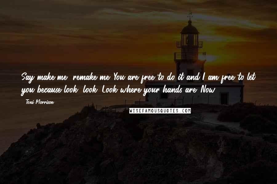 Toni Morrison Quotes: Say make me, remake me. You are free to do it and I am free to let you because look, look. Look where your hands are. Now.
