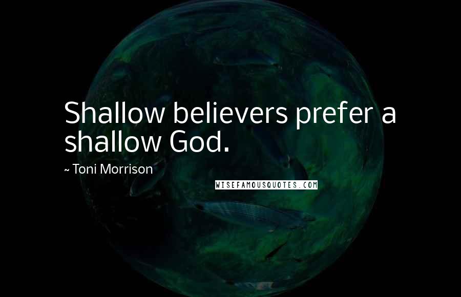 Toni Morrison Quotes: Shallow believers prefer a shallow God.