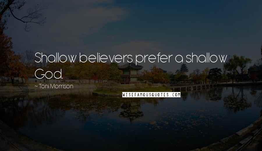 Toni Morrison Quotes: Shallow believers prefer a shallow God.