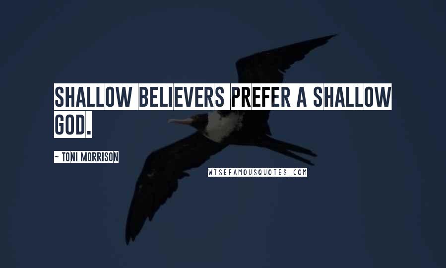 Toni Morrison Quotes: Shallow believers prefer a shallow God.