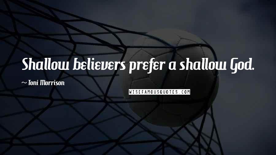 Toni Morrison Quotes: Shallow believers prefer a shallow God.