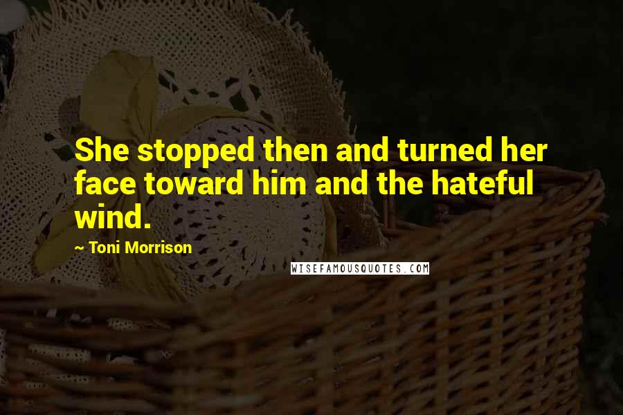 Toni Morrison Quotes: She stopped then and turned her face toward him and the hateful wind.