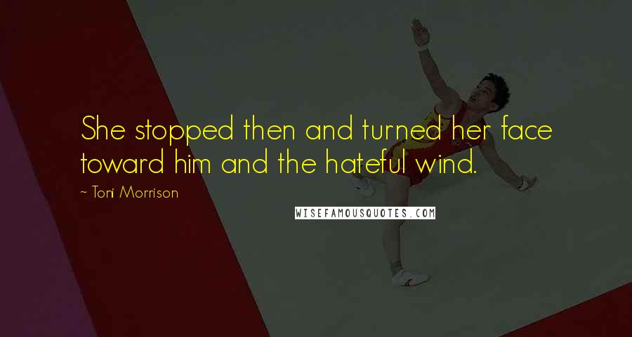Toni Morrison Quotes: She stopped then and turned her face toward him and the hateful wind.
