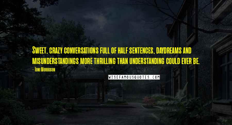 Toni Morrison Quotes: Sweet, crazy conversations full of half sentences, daydreams and misunderstandings more thrilling than understanding could ever be.