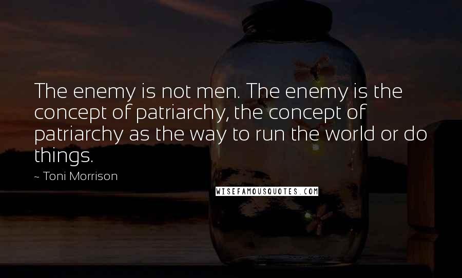 Toni Morrison Quotes: The enemy is not men. The enemy is the concept of patriarchy, the concept of patriarchy as the way to run the world or do things.
