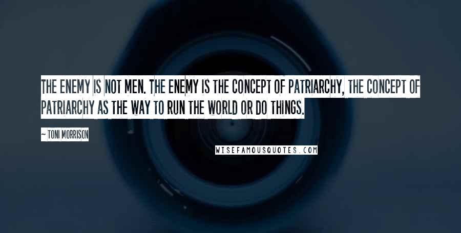 Toni Morrison Quotes: The enemy is not men. The enemy is the concept of patriarchy, the concept of patriarchy as the way to run the world or do things.