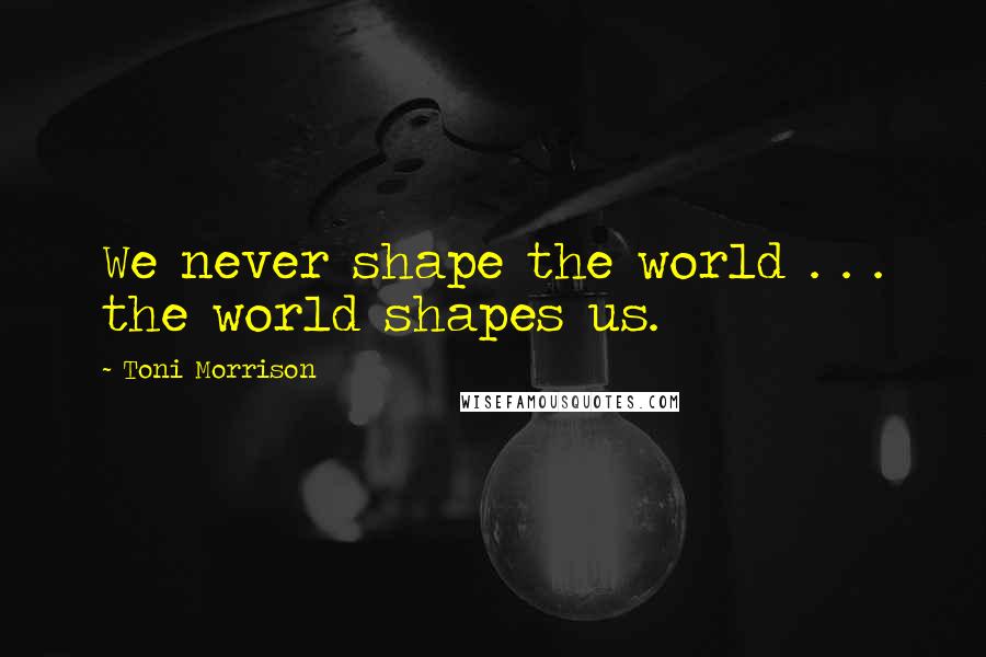 Toni Morrison Quotes: We never shape the world . . . the world shapes us.