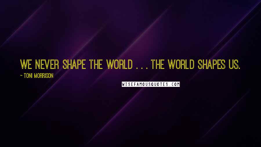 Toni Morrison Quotes: We never shape the world . . . the world shapes us.