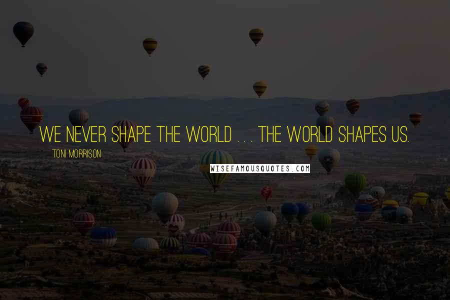 Toni Morrison Quotes: We never shape the world . . . the world shapes us.