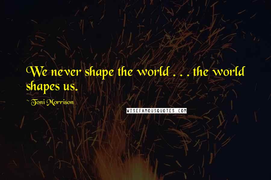 Toni Morrison Quotes: We never shape the world . . . the world shapes us.