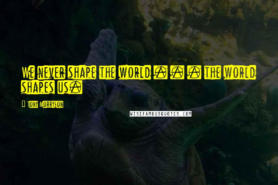 Toni Morrison Quotes: We never shape the world . . . the world shapes us.