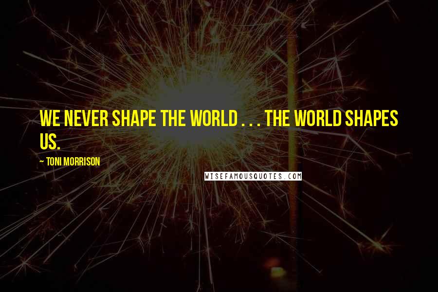 Toni Morrison Quotes: We never shape the world . . . the world shapes us.