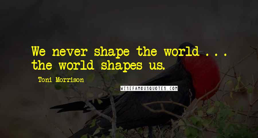 Toni Morrison Quotes: We never shape the world . . . the world shapes us.