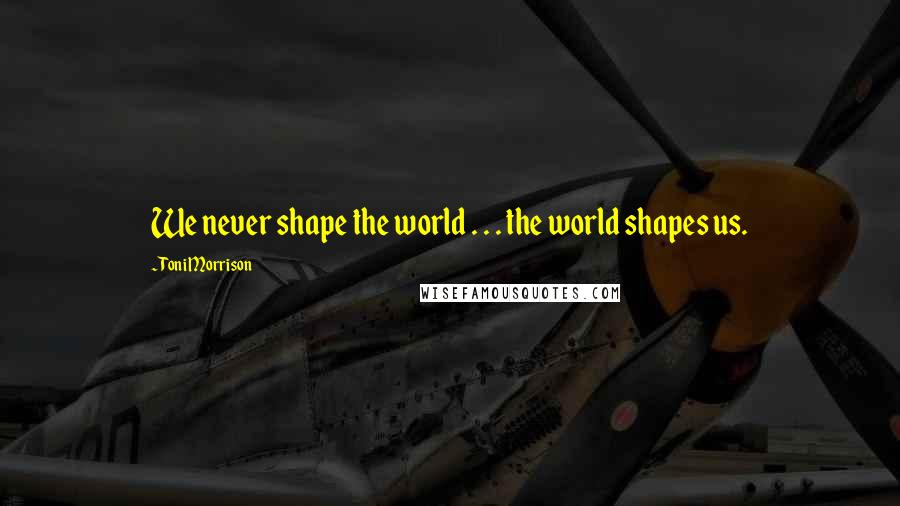 Toni Morrison Quotes: We never shape the world . . . the world shapes us.