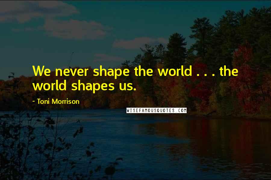 Toni Morrison Quotes: We never shape the world . . . the world shapes us.