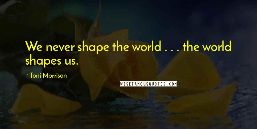 Toni Morrison Quotes: We never shape the world . . . the world shapes us.
