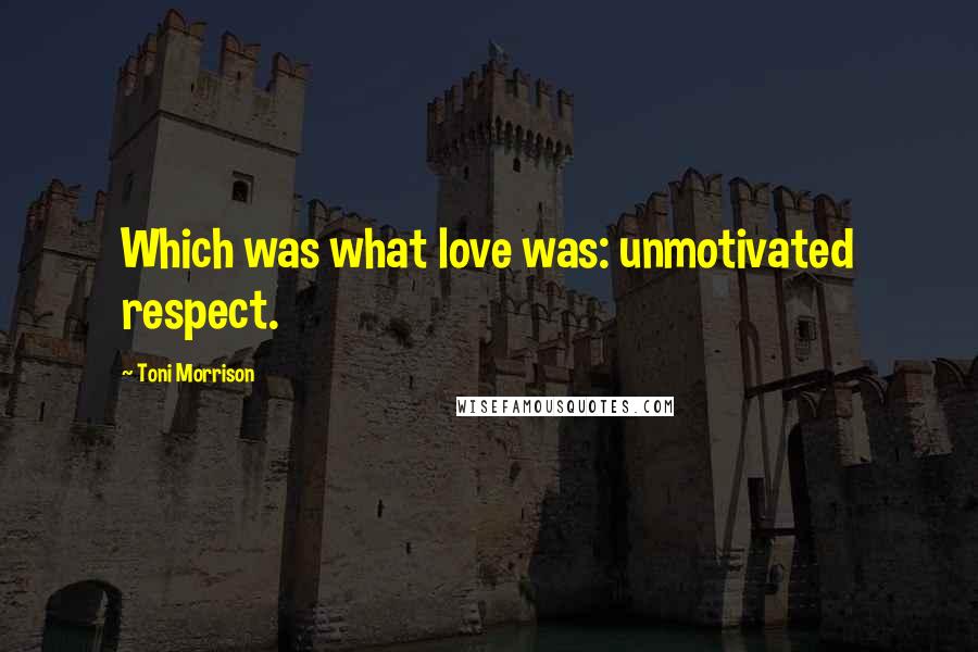 Toni Morrison Quotes: Which was what love was: unmotivated respect.