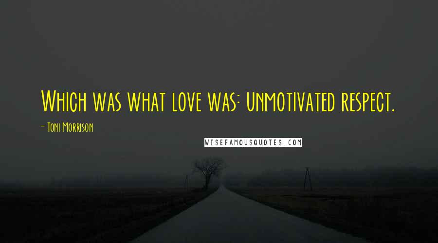 Toni Morrison Quotes: Which was what love was: unmotivated respect.